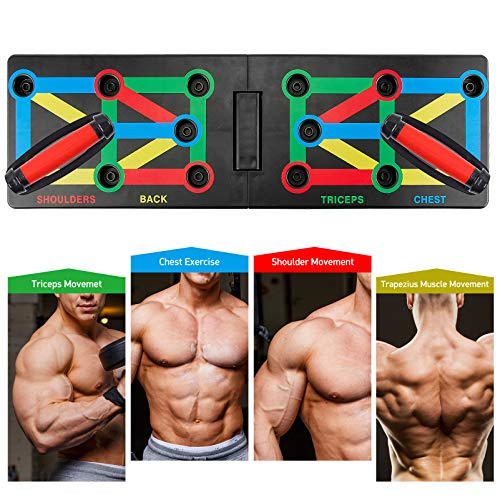 Infreecs Tabla de Flexiones 12 en 1 Tabla de Push Up Board Plegable con Asa Soporte Equipo de Entrenamiento Muscular Interior para Brazos, Hombros, Pecho, Espalda Entrenamiento Muscular Multifuncional
