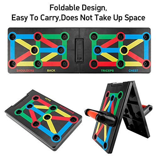 Infreecs Tabla de Flexiones 12 en 1 Tabla de Push Up Board Plegable con Asa Soporte Equipo de Entrenamiento Muscular Interior para Brazos, Hombros, Pecho, Espalda Entrenamiento Muscular Multifuncional