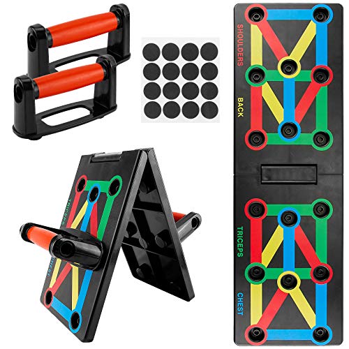 Infreecs Tabla de Flexiones 12 en 1 Tabla de Push Up Board Plegable con Asa Soporte Equipo de Entrenamiento Muscular Interior para Brazos, Hombros, Pecho, Espalda Entrenamiento Muscular Multifuncional