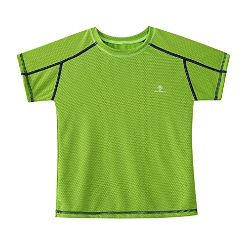 inhzoy Camiseta Transpirable de Verano para Niños Camiseta Deportiva de Red con Manga Corta Top Casual Deporte de Moda Verde 3-4 años