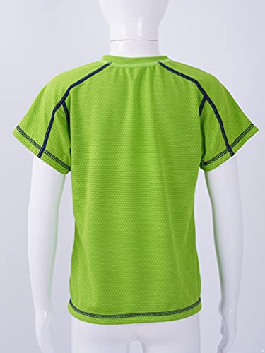 inhzoy Camiseta Transpirable de Verano para Niños Camiseta Deportiva de Red con Manga Corta Top Casual Deporte de Moda Verde 3-4 años
