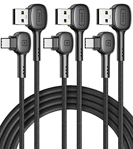 INIU Cable USB C, 90° [2m+2m+0,5m] Carga Rápida 3,1A y QC3,0 Cargador USB Tipo C, Cable de Datos Trenzado de Nylon para Samsung S20 S10 S9 S8 Plus Note 20 10 Xiaomi Redmi Huawei P30 P20 LG Google
