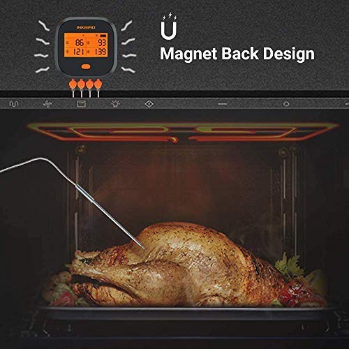 Inkbird IBBQ-4T WiFi BBQ Thermometer Termómetro inalámbrico recargable con 4 sondas Alarma Temporizador de calibración Termómetro digital para carne para horno ahumador Tambor de cocina