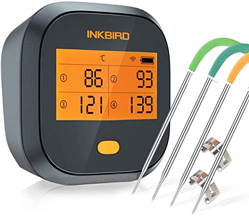 Inkbird IBBQ-4T WiFi BBQ Thermometer Termómetro inalámbrico recargable con 4 sondas Alarma Temporizador de calibración Termómetro digital para carne para horno ahumador Tambor de cocina