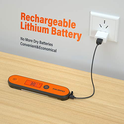 Inkbird Termometro de Cocina, Mini Controlador de Temperatura Digital con Sonda de Acero Inoxidable °C/°F Termómetro para Barbacoa, Termometro de Parrilla Horno Carne para Interior y Exterior(IHT-1P)