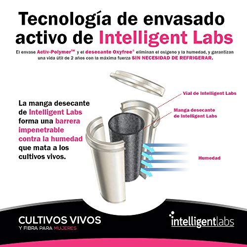 Intelligent Labs Cultivos Vivos y Fibra para Mujeres, con Extracto de Arándanos, D-Manosa y Fibra ¡Todo en Uno! 6.000 Millones de UFC, Una Cápsula al Día, Envase para 2 Meses