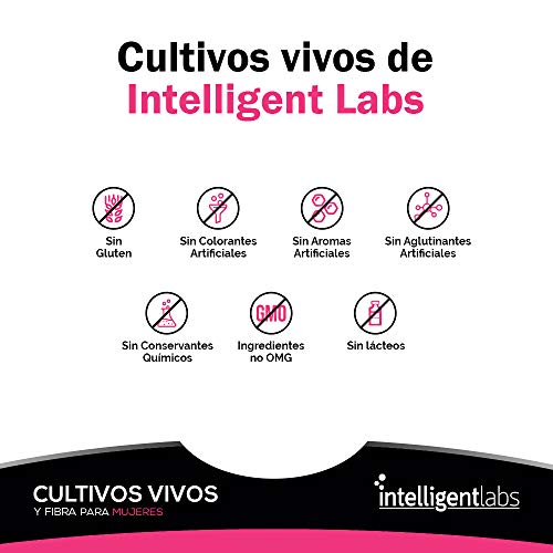 Intelligent Labs Cultivos Vivos y Fibra para Mujeres, con Extracto de Arándanos, D-Manosa y Fibra ¡Todo en Uno! 6.000 Millones de UFC, Una Cápsula al Día, Envase para 2 Meses