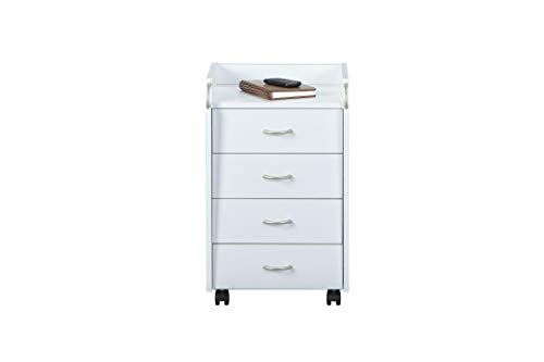 Inter Link Cajonera con ruedas, mueble para oficina, cómoda con cajones, tablero prensado plano plastificado KF, color blanco A x A x P: 40 x 65 x 36 cm