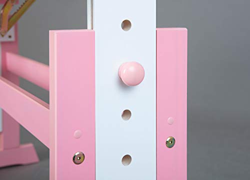 Inter Link Escritorio escolar, mesa de trabajo para niños, madera maciza, tablero de fibra de densidad media MDF lacado rosa y blanco