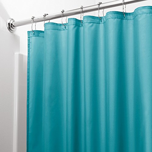 InterDesign Poly SC/Liner Cortina de baño de tela, Cortina impermeable con dobladillo reforzado, Cortina de ducha lavable a máquina, 183,0 cm x 183,0 cm, Poliéster azul turquesa