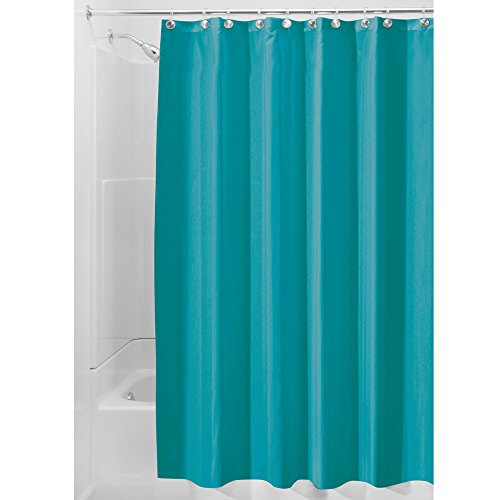 InterDesign Poly SC/Liner Cortina de baño de tela, Cortina impermeable con dobladillo reforzado, Cortina de ducha lavable a máquina, 183,0 cm x 183,0 cm, Poliéster azul turquesa