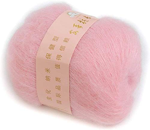 Interestmaker 5pcs suave natural angoleño mohair cachemira lana de tejer Skein hilo gris claro rosa