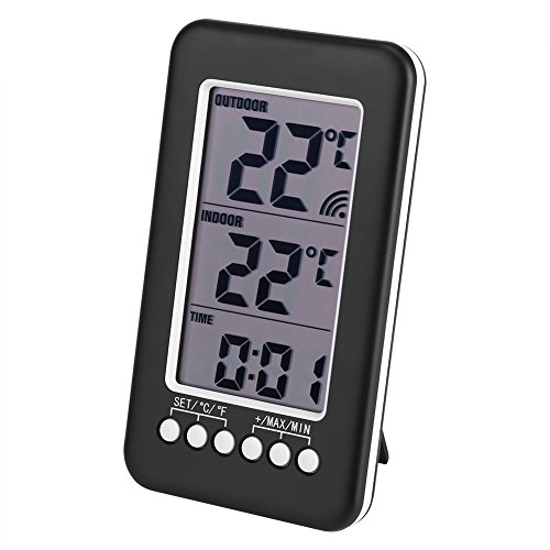 Interior Al Aire Libre Termómetro, ℃ / ℉ Lcd TermóMetro Digital Reloj InaláMbrico Medidor De Temperatura Con Transmisor Para La Temperatura Del Monitor Casa Oficina