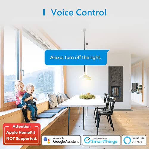 Interruptor de Pared Wi-Fi, 1 Vía, 1 Canal. Compatible con Alexa, Asistente de Google y SmartThings. meross MSS510X. (Se Requiere un Cable Neutral al Instalar)