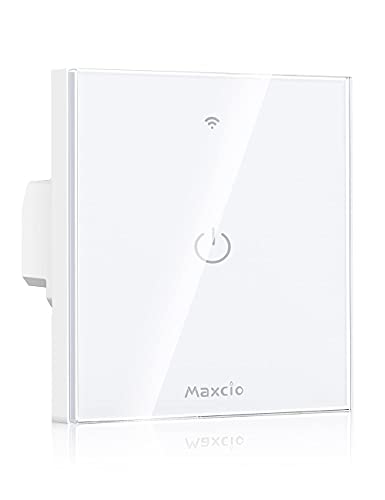 Interruptor Luz WiFi, Maxcio Interruptor Inteligente 1 Gang Compatible con Alexa y Google Home, Control de APP y Función de Temporizador, Neutral Requerido