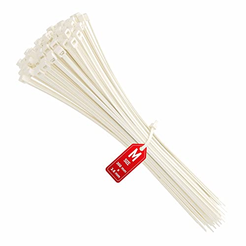 intervisio Bridas de Plastico para Cables 300mm x 3,6mm, Blanco, 100 Piezas