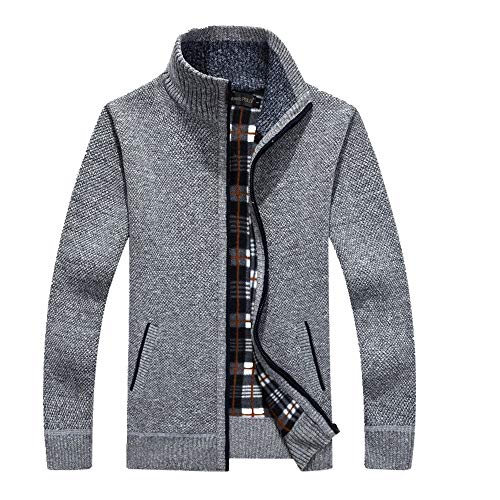 Invierno Grueso de los Hombres Suéter de Punto Abrigo Cuello de Pie de Manga Larga Cardigan Masculino de Lana Cremallera Suéteres Causal Prendas de Punto Más