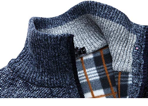 Invierno Otoño de los Hombres Gruesa Sudadera de los Hombres de Color Sólido Cuello de Pie Cálido Cardigan Más el Tamaño M-3XL Suéter de la Chaqueta