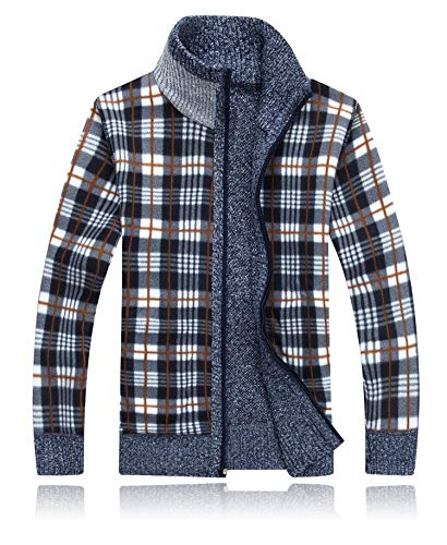 Invierno Otoño de los Hombres Gruesa Sudadera de los Hombres de Color Sólido Cuello de Pie Cálido Cardigan Más el Tamaño M-3XL Suéter de la Chaqueta
