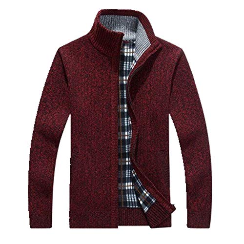 Invierno Otoño de los Hombres Gruesa Sudadera de los Hombres de Color Sólido Cuello de Pie Cálido Cardigan Más el Tamaño M-3XL Suéter de la Chaqueta