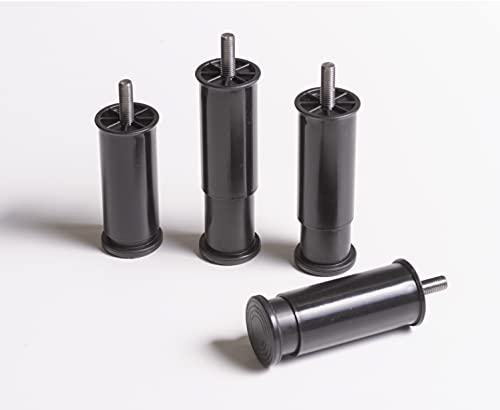 IPEA 4 Patas Ajustables para Muebles, Cocina, sofá, armarios. Juego de 4 Patas Extensibles en Altura de 100 a 145 mm. Patas de Color Negro. 45 mm de extensión, Da 100 mm a 145 mm (BSREGOLO)