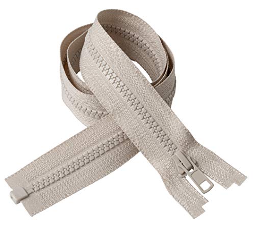IPEA Cremallera de tamaño #5 – Varias longitudes – 2 unidades – Dos cremalleras divisibles para adornar chaquetas – Cremallera – Largo 80 cm – Ancho 30 mm – Color beige