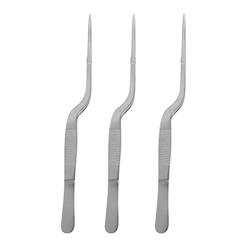 iplusmile 3 Piezas de Acero Inoxidable Ent Pinzas Curvadas Dentadas Pinzas Adson Bayoneta Pinzas Clip Oreja Nariz Garganta Pinzas para Laboratorio de Plantación Utensilios de Cocina