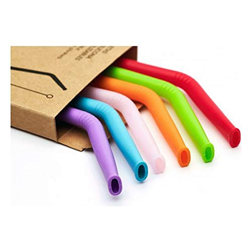 Irisana S4400235 Pajitas Reutilizables, Multicolor, Silicona, 21.5 Cm, 6 Uds, Materiales Varios