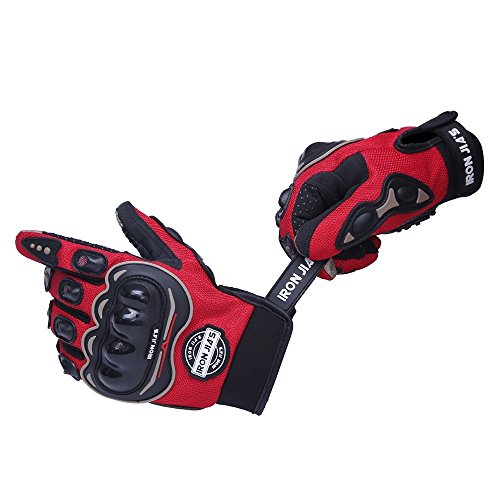 IRON JIA'S Guantes de motos motocicleta para carreras todo terreno, guantes de moto para pantallas táctiles resistentes a caídas (XXL, Red)