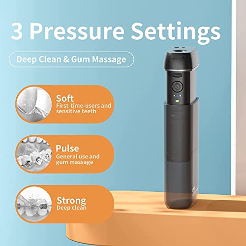 Irrigador Dental Bucal Portatil, Limpieza Dental Agua Presion, Irrigador Bucal 3 Modos y 5 Boquillas De Repuesto Giratorias De 360 ​​°, Adecuado Para Viajes y Hogar. (black)