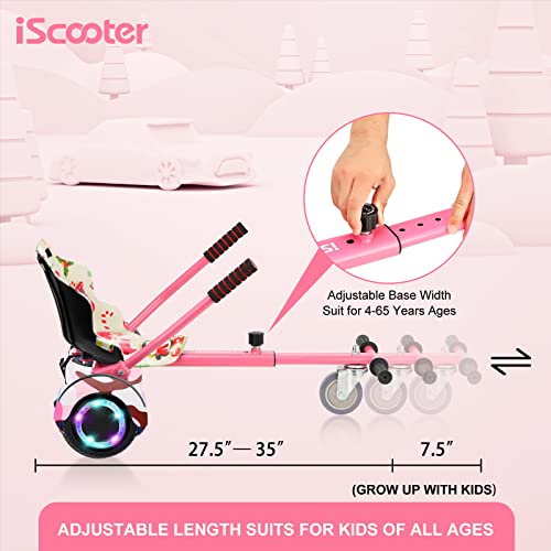 iScooter Q1 Hoverboard con Silla - Hoverboard Kart Compatible con 6.5 "8" 10" Hoverboard Fijación, Asiento Hoverboard (Rosa navideño)