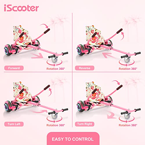 iScooter Q1 Hoverboard con Silla - Hoverboard Kart Compatible con 6.5 "8" 10" Hoverboard Fijación, Asiento Hoverboard (Rosa navideño)