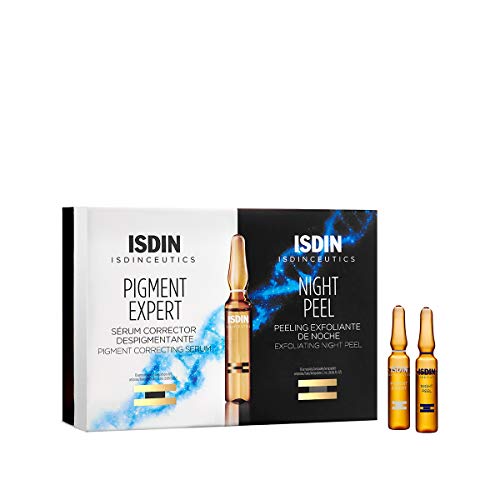 Isdin Isdinceutics Tratamiento Antimanchas Pigment Expert + Night peel | Serum Corrector Despigmentante Facial y Peeling Exfoliante de Noche Monodosis 10 + 10 x 2ml. (690015174)