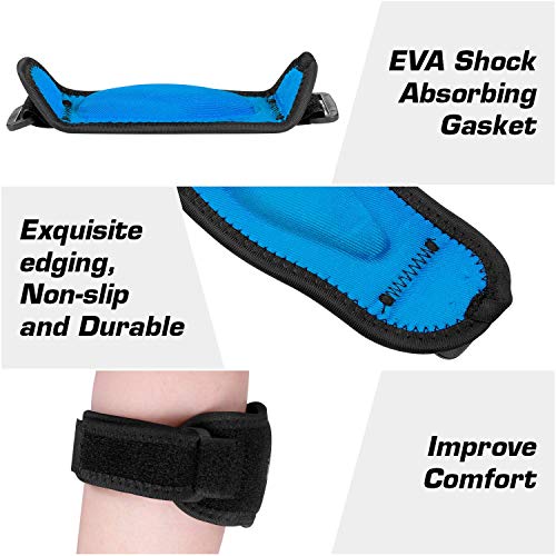 isermeo Coderas, Codo de Tenista, 2 Piezas Codo de Golfista per Alivio del Dolor y Recuperación de Epicondilitis Lateral y Tendinitis, Impermeable Golf y Tenis Brazalete Banda, Azul