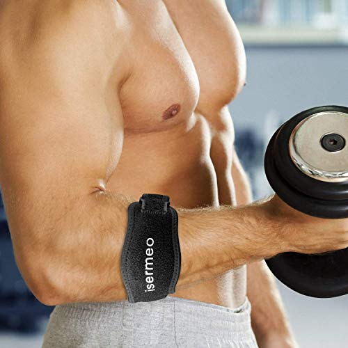 isermeo Coderas, Codo de Tenista, 2 Piezas Codo de Golfista per Alivio del Dolor y Recuperación de Epicondilitis Lateral y Tendinitis, Impermeable Golf y Tenis Brazalete Banda, Azul
