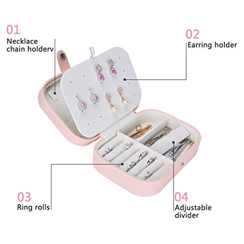 iSuperb Pequeña Joyero Viaje Decorativas Cajas para Joyas Jewelry Organizer para Mujer 16 .5 x 11.5 x 5.5 cm (Rosado)