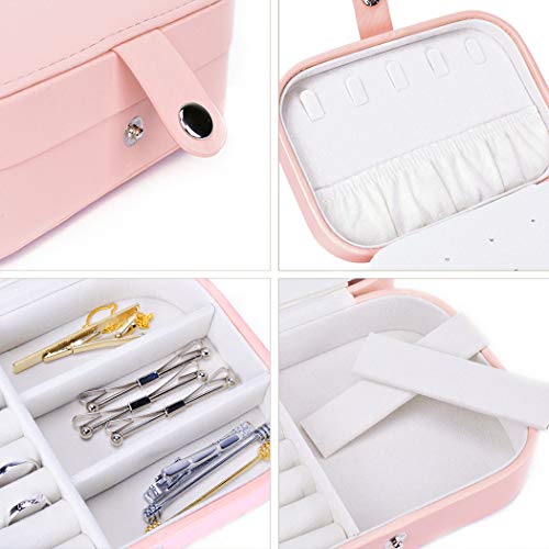 iSuperb Pequeña Joyero Viaje Decorativas Cajas para Joyas Jewelry Organizer para Mujer 16 .5 x 11.5 x 5.5 cm (Rosado)
