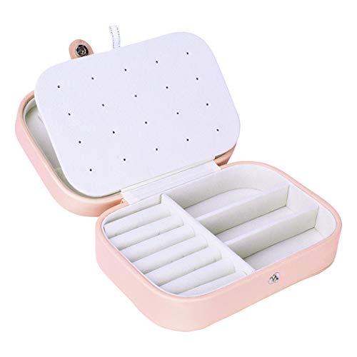 iSuperb Pequeña Joyero Viaje Decorativas Cajas para Joyas Jewelry Organizer para Mujer 16 .5 x 11.5 x 5.5 cm (Rosado)
