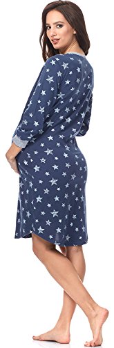 Italian Fashion IF Premamá Camisón Premamá Lactancia Mujer C492T 0111 (M, Azul Oscuro/Blanco)
