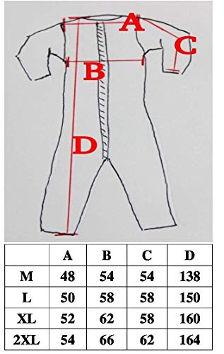 IUPITER Pijama completo sanitario para deGENTI con cremallera 100% algodón Manga larga, turquesa, L