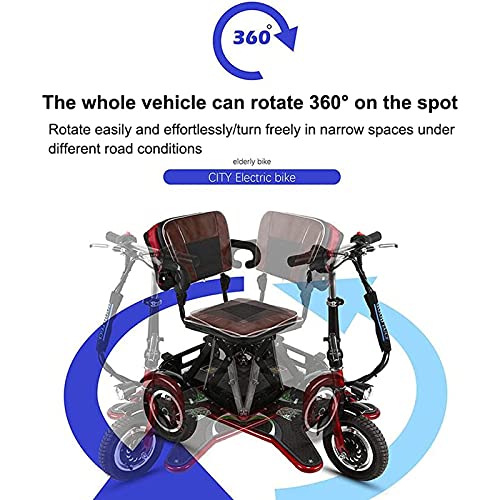 IVQAPP Folding Electric Mobility Scooter,Mobility Scooter Portable Tricycle, Lightweight Portable Power Scooter for Travel Adults Elderly - Support 120Kg Long Range 40Km