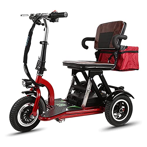 IVQAPP Folding Electric Mobility Scooter,Mobility Scooter Portable Tricycle, Lightweight Portable Power Scooter for Travel Adults Elderly - Support 120Kg Long Range 40Km
