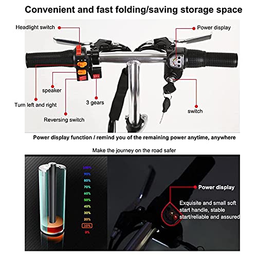 IVQAPP Folding Electric Mobility Scooter,Mobility Scooter Portable Tricycle, Lightweight Portable Power Scooter for Travel Adults Elderly - Support 120Kg Long Range 40Km