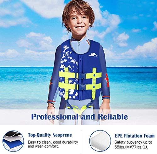 IvyH Chaleco de Natación para Niños - Chaleco de Chaqueta Flotante Niño Chaleco de Flotación Neopreno Traje de baño Chaleco de flotabilidad Chaleco de Ayuda a la natación
