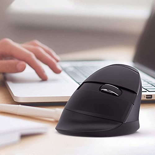 J-Tech Digital Ratón inalámbrico ergonómico Vertical, 2.4G RF inalámbrico óptico ratón con luz LED Ajustable 800/1200/1600DPI – Reduce el Dolor de Mano/muñeca (No Recargable)