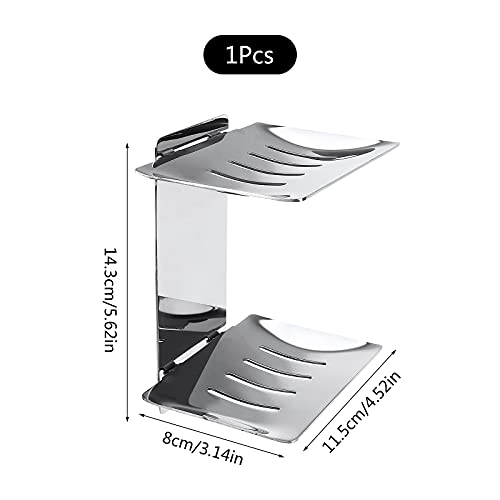 Jabonera Acero Inoxidable Jabonera de Pared Jaboneras Autoadhesiva Acero Inoxidable jabón para montaje pared Protector jabón jabón doble capa Almacenamiento jabón autoadhesivo para baño,cocina (Plata)