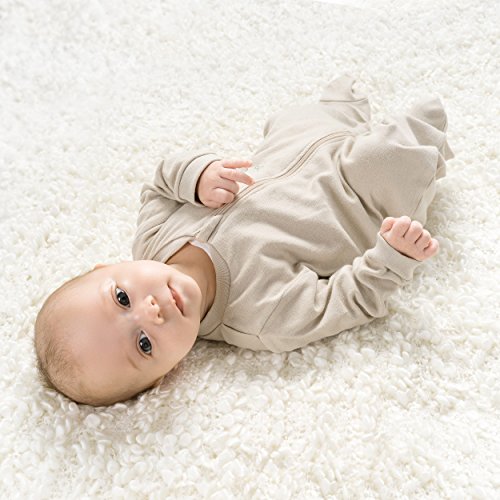 Jacky - Pijamas bebé Manga Larga con pies - 2 Ud. - 100% algodón / Certificado Oeko-Tex / Unisex / Beige - Blanco con Ositos (50-56)