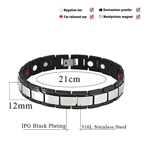 Jackys 4 En 1 Brazalete De Acero con Titanio Magnético De Iones Negativos De Acero para Hombres con Dolor De Artritis