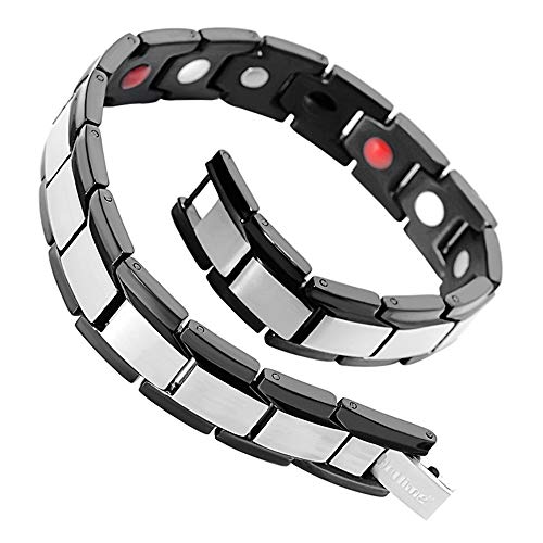 Jackys 4 En 1 Brazalete De Acero con Titanio Magnético De Iones Negativos De Acero para Hombres con Dolor De Artritis