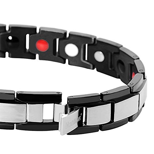 Jackys 4 En 1 Brazalete De Acero con Titanio Magnético De Iones Negativos De Acero para Hombres con Dolor De Artritis